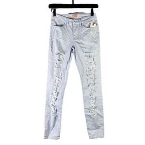 Polka Dot Jeans Size 4‎ Skinny Blue Denim Womens Stretch Stretch Distressed Mid